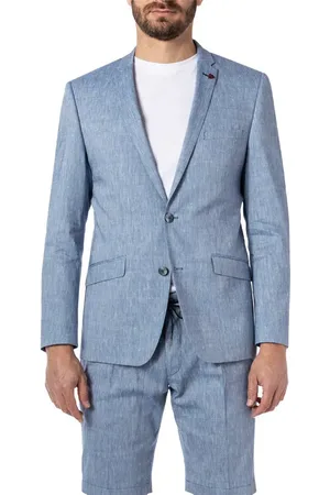 Roy Robson Sakko, Slim Fit, Leinen-Schurwolle, hellblau meliert