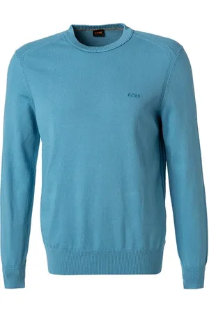 HUGO BOSS Pullover, Baumwolle-Kapok, pastellblau
