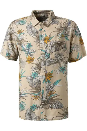 Quiksilver Kurzarmhemd, Regular Fit, Viskose, creme floral