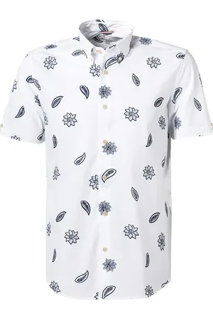 Ben Sherman Kurzarmhemd, Regular Fit, Baumwolle, weiß-navy floral