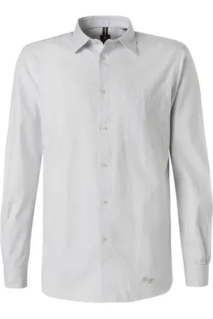 Boggi Milano Hemd, Regular Fit, Baumwolle, hellgrau meliert