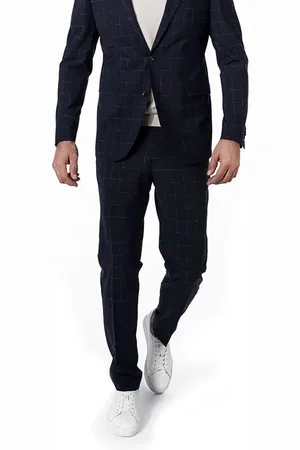 Cg Hose, Slim Fit, Schurwolle, navy kariert