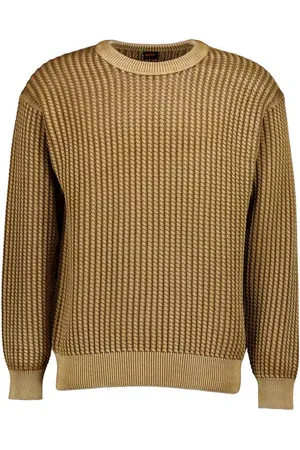 HUGO BOSS Pullover Agolan, Baumwolle, -ocker meliert