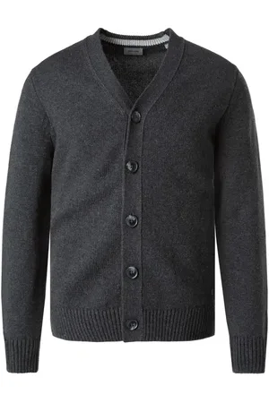 Pierre Cardin Cardigan, Baumwolle- Wolle, anthrazit meliert