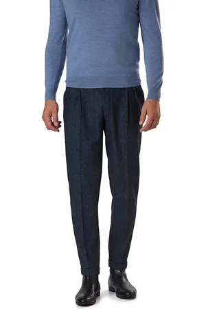 Bugatti Bundfaltenhose, Wolle-Viskose, marine meliert
