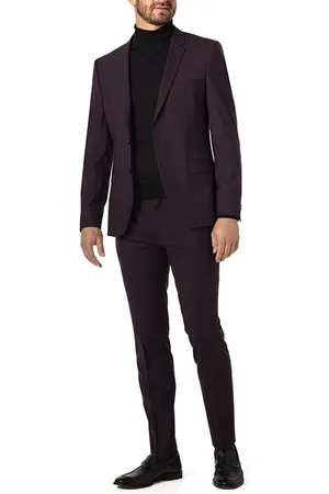 HUGO BOSS Anzug Arti-Hesten, Extra Slim Fit, Woll-Stretch, aubergine