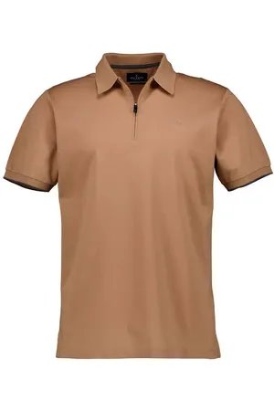 Hackett Zip-Polo, Classic Fit, Baumwoll-Jersey, camel