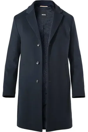 HUGO BOSS Mantel, Schurwolle, dunkelblau