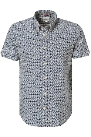 Ben Sherman Kurzarmhemd, Regular Fit, Baumwolle, navy-weiß gemustert