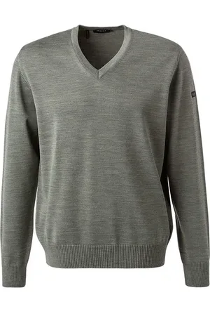 Maerz Pullover, Merinowolle waschbar, graugrün
