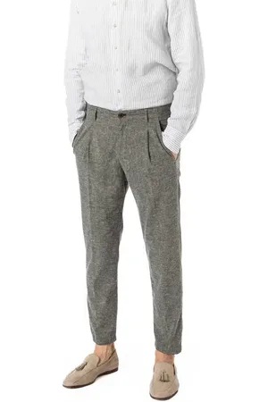 JOOP! Bundfaltenhose, Loose Fit, Leinen, olivgrün meliert