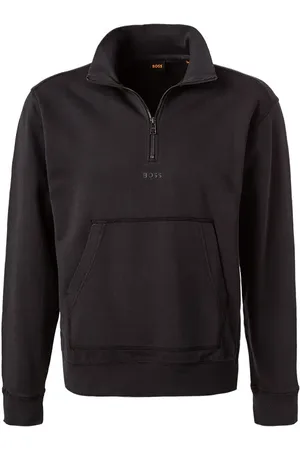 HUGO BOSS Troyer, Baumwolle, kohlschwarz