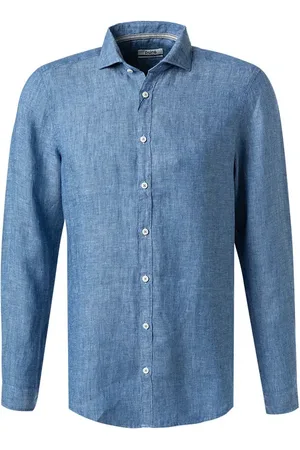 Pure Hemd, Reines Leinen, mittelblau