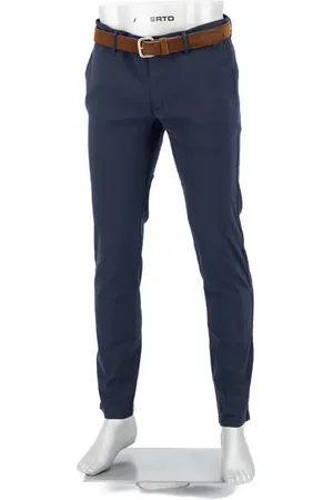 Alberto Hose Rob, Slim Fit, Leinen, navy