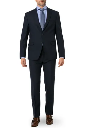 Carl Gross Anzug, Modern Fit, Woll-Stretch, dunkelblau meliert