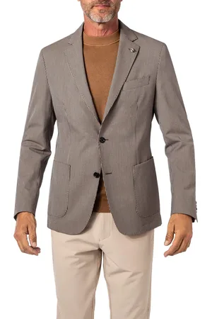 HUGO BOSS Sakko, Slim Fit, Mikrofaser, beige gemustert