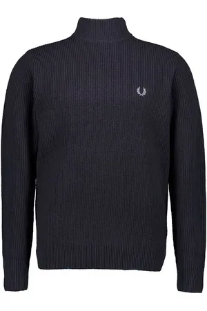 Fred Perry Stehkragenpullover, Wolle, schwarz