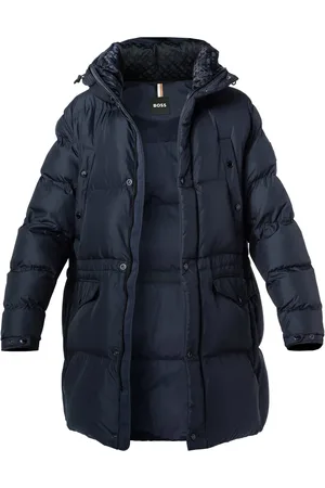 HUGO BOSS Steppjacke, Mikrofaser, dunkelblau