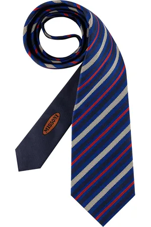 Missoni Krawatte, Seide, royal-hellrot gestreift