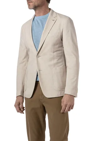HUGO BOSS Sakko, Slim Fit, Jersey ungefüttert, hellbeige meliert