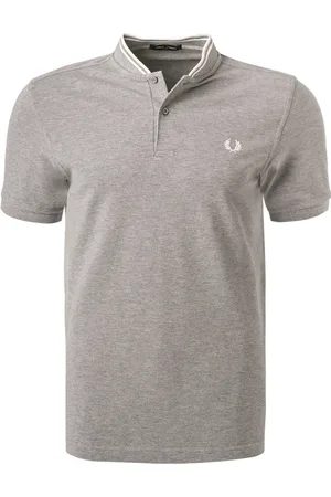 Fred Perry Polo-Shirt, Baumwoll-Piqué, steingrau meliert