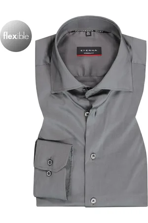 ETERNA Hemd, Modern Fit, Mikrofaser atmungsaktiv, asphalt
