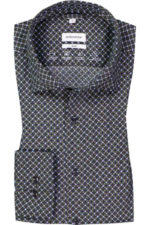 Seidensticker Hemd, Slim Fit, Mikrofaser-Stretch schnellrocknend, -blau gemustert