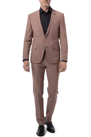 Roy Robson Anzug, Slim Fit, Schurwoll-Stretch, rotbraun