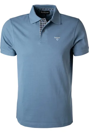 Barbour Polo-Shirt, Baumwoll-Piqué, taubenblau