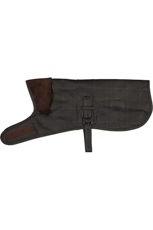 Barbour Hundemantel, gewachste Baumwolle Fleece gefüttert, dunkeloliv kariert