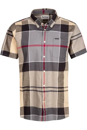 Barbour Kurzarmhemd, Tailored Fit, Baumwolle-Leinen, -grau kariert