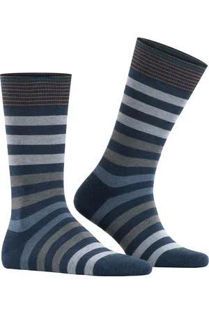 Burlington Socken, Baumwolle, dunkelblau-grau gestreift
