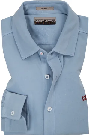 Napapijri Hemd, Slim Fit, Baumwoll-Piqué, hellblau