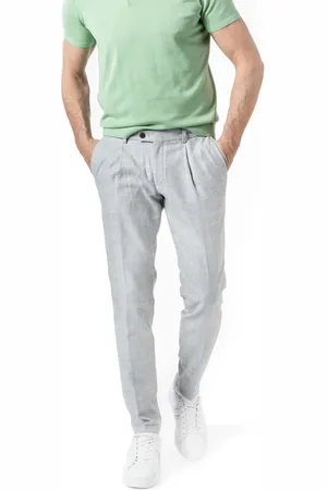 Hiltl Bundfaltenhose Troia, Modern Slim Fit, Schurwolle, hellgrau meliert