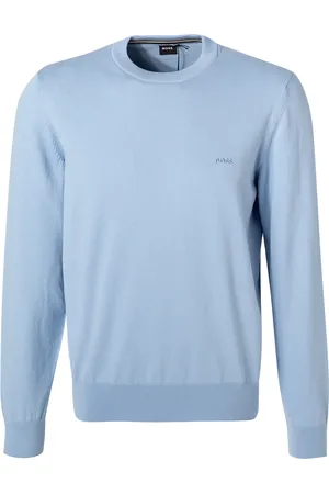 HUGO BOSS Pullover, Baumwolle, hellblau