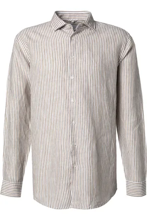 Seidensticker Hemd, Regular Fit, Reines Leinen, sand gestreift