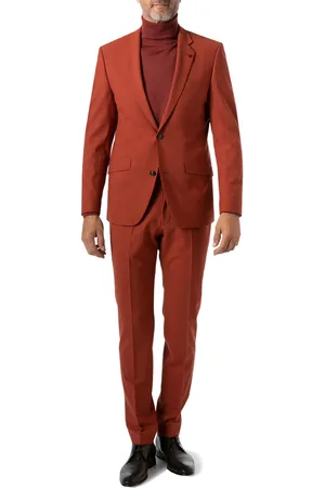 Roy Robson Anzug, Slim Fit, Schurwoll-Strech, rost