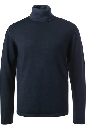 Crossley Rollkragenpullover, Wolle, dunkelblau meliert