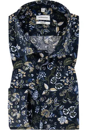 Seidensticker Hemd, Comfort Fit, Baumwolle, dunkelblau-oliv floral
