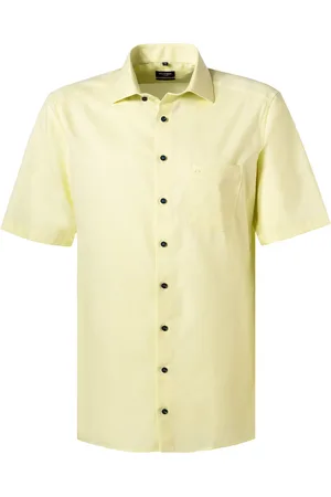 Olymp Kurzarmhemd, Comfort Fit, Baumwolle, zitronengelb