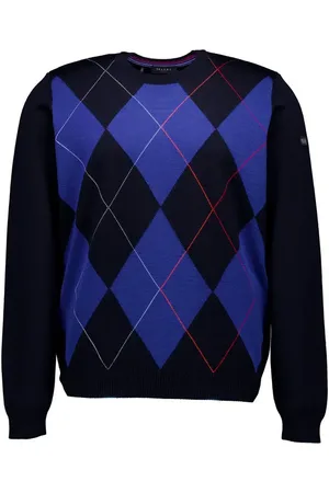 Maerz Pullover, Merinowolle waschbar, navy gemustert