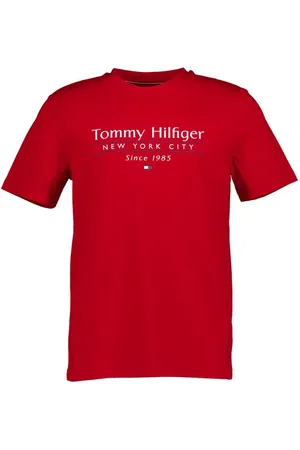 Tommy Hilfiger T-Shirt, Regular Fit, Baumwolle, feuerrot