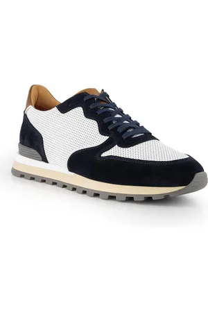 Rosso e Nero Sneaker, Velours-Glattleder, navy-offwhite