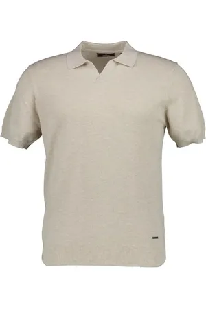 Ragman Polo-Shirt, Baumwoll-Strick, ecru meliert