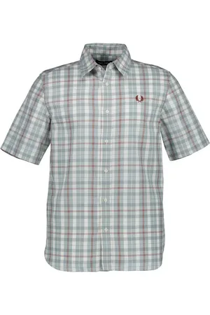 Fred Perry Kurzarmhemd, Baumwolle, pistazie-ecru kariert
