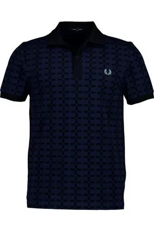 Fred Perry Polo-Shirt, Baumwoll-Piqué, dunkelblau-schwarz