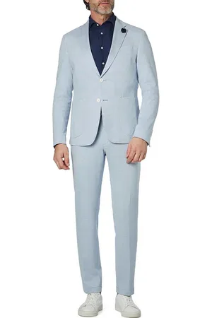 JOOP! Anzug Hoverest-Sake, Slim Fit, Jersey halbgefüttert, pastellblau meliert