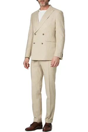 HUGO BOSS Anzug Huge, Slim Fit, Baumwolle-Schurwolle halbgefüttert, sand meliert
