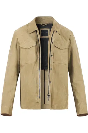Bugatti Lederjacke, Ziegenvelours halbgefüttert, khaki
