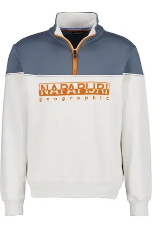 Napapijri Sweatshirt Saturnia, Comfort Fit, Baumwolle, ecru-blau